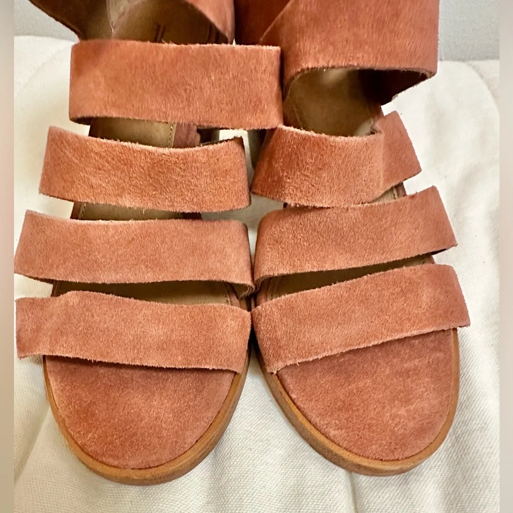 Frye Tash Rose Suede Leather Strappy Sandal Peep Toe Ankle Bootie NWOT size 10 - Picture 11 of 13